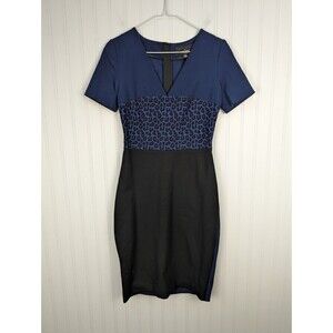 Roland Mouret for Banana Republic Sheath Dress, Black/Blue, Size 4 Career Office